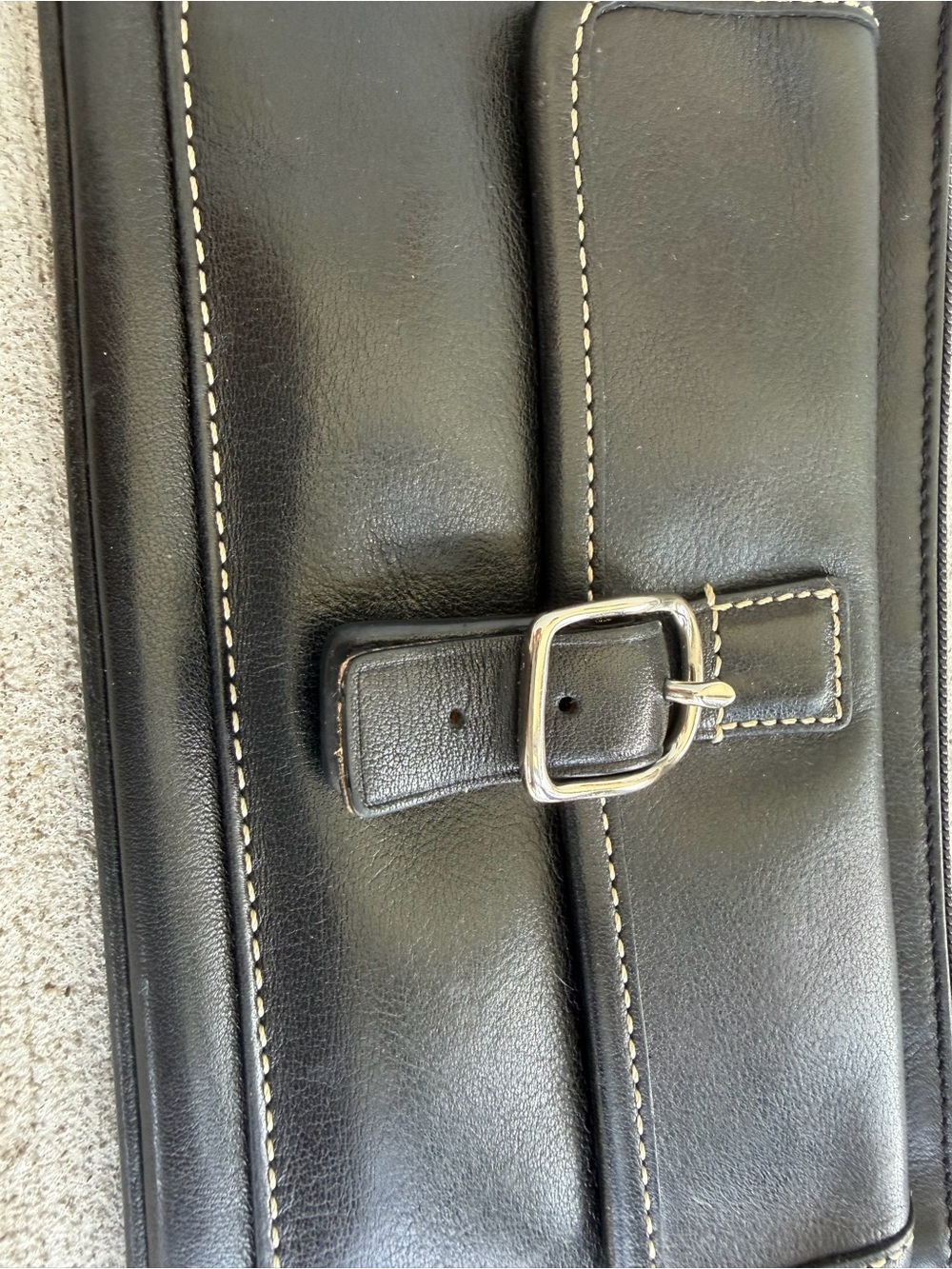 Vintage Coach Black Leather Buckle Wristlet Baguette Y2K Mini Purse 7” Shoulder - Picture 5 of 10